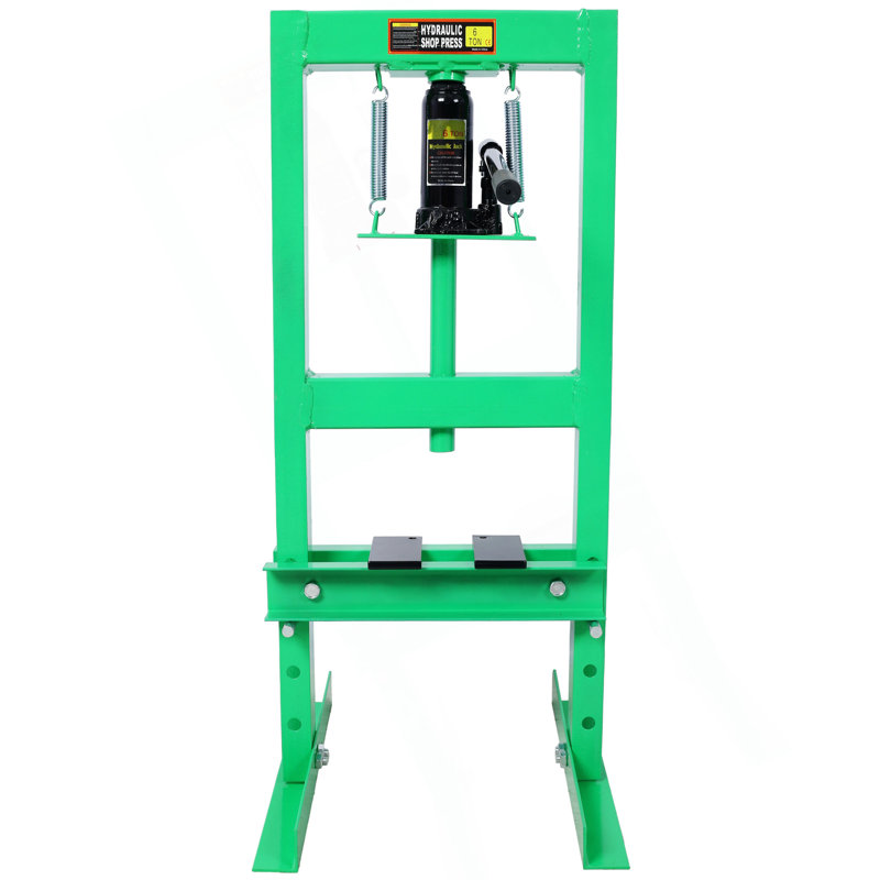 Presse hydraulique de 6 tonnes, presse d'atelier de paillasse, presse de plancher de garage à cadre en H avec plaques de presse, hauteur de table de travail réglable, vert