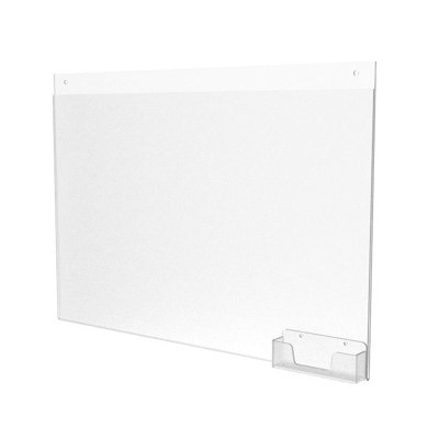 Porte-affiche mural de 6 po x 17 po avec porte-cartes de visite