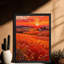 Art encadré noir rétro Le coucher de soleil jette une teinte dorée sur les rizières, art mural, impressions de style rétro-1169867246