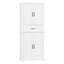 Armoire de rangement de 72 po de hauteur pour salle de bain avec supports de porte, tour de lin autoportante avec tiroir et tablettes réglables (noir / blanc / gris)-123594302