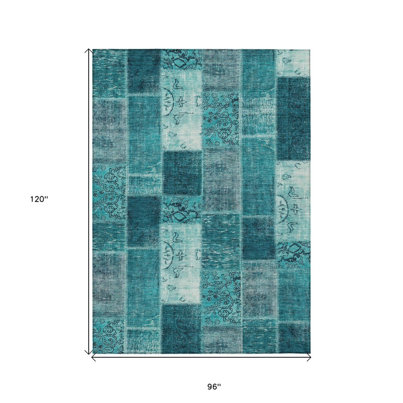 Tapis intérieur / extérieur 8 pi x 10 pi bleu turquoise et turquoise