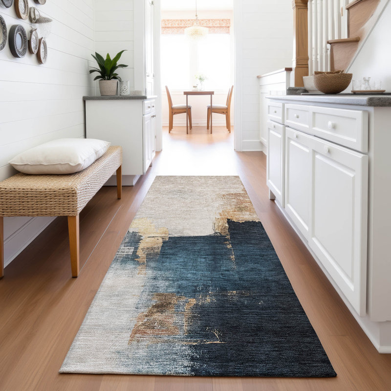 Premium Machine Washable Dahl AMF1071 Abstract Rug, Runner 2'3" x 7'6"