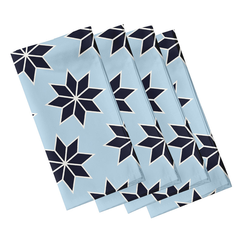 Ensemble de serviettes 4 pièces Noël stars, Bleu pâle