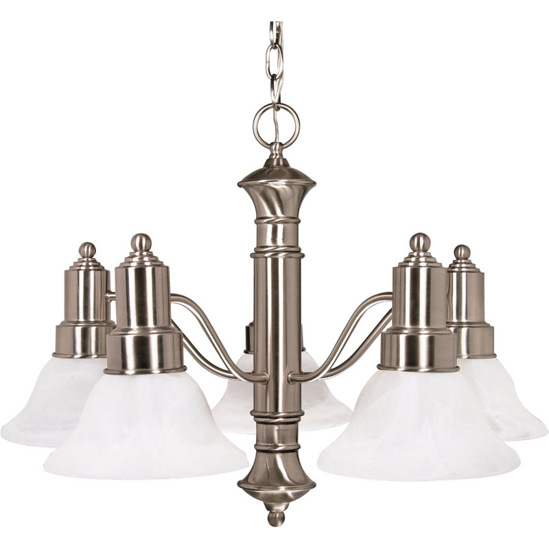 Bryana 5 - Light Steel Dimmable Chandelier, Brushed Nickel