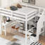 Lit mezzanine double avec bureau en L, tiroirs, armoire et escalier de rangement organisé blanc-1377238032