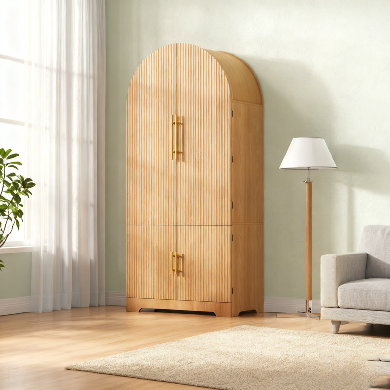 Tall Arched Kitchen Pantry Cabinet With 8 Door Shelves, Adjustable Shelves, Hidden Drawer, And Versatile Storage For Kitchen, Dining, And Bath Room