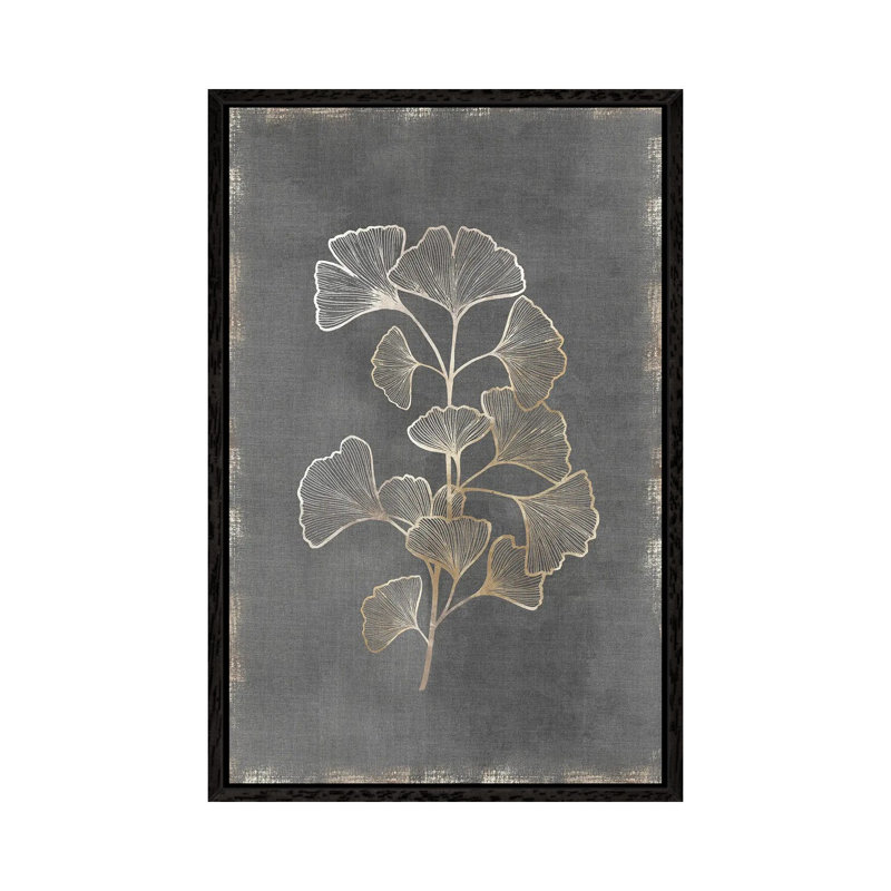 Gilded Botanical II by Eva Watts - Painting on Canvas, 66.04cm H x 45.72cm W x 3.81cm D, Black Framed