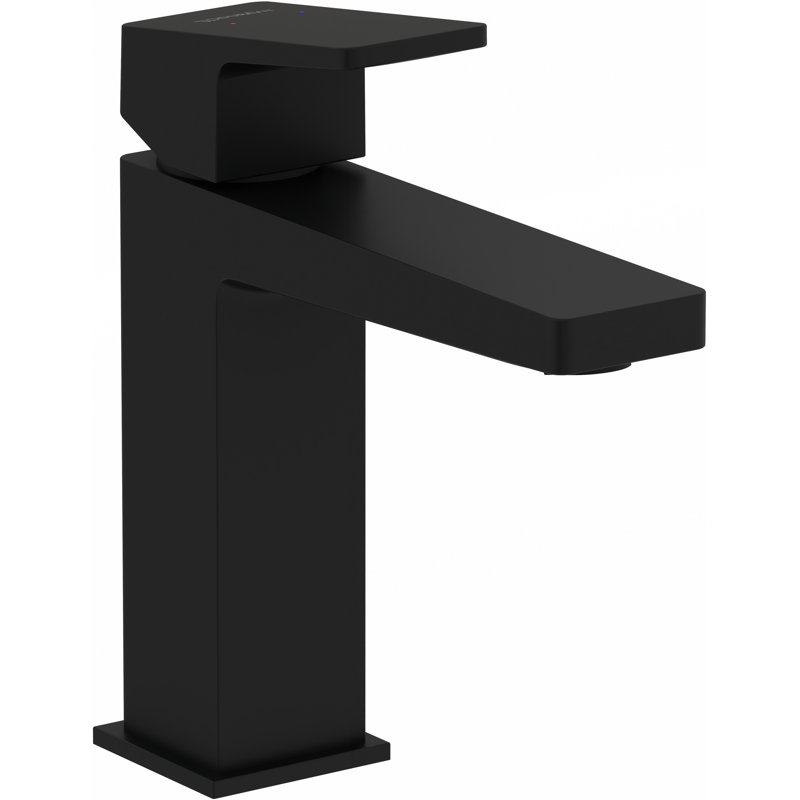 Robinet de lavabo de salle de bain 1 trou DuraS Square (avec assemblage de bonde), Noir mat