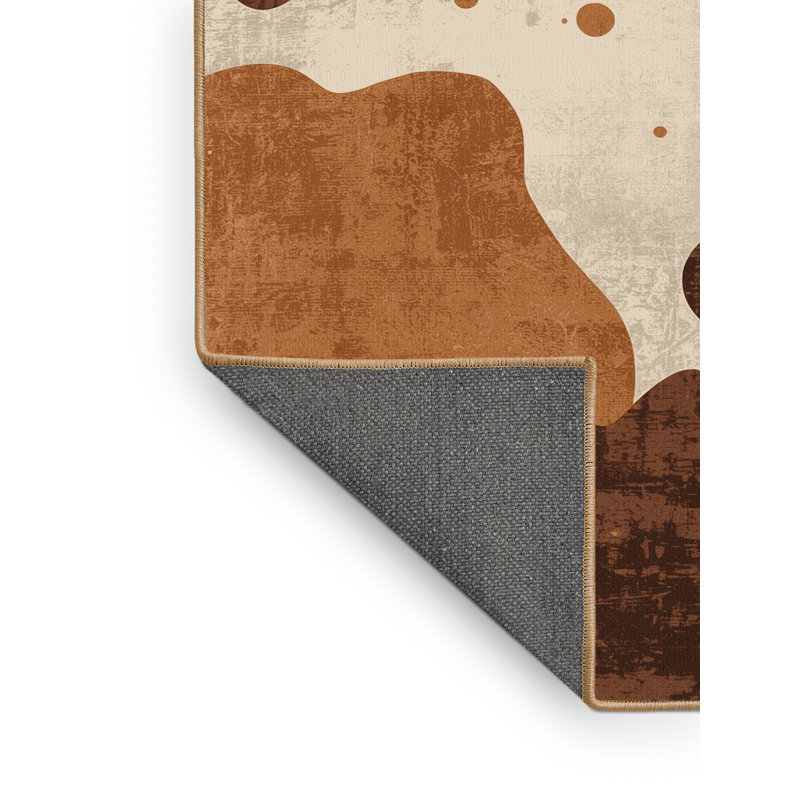 Tapis brun moelleux moelleux au look rustique rétro - reliure brun clair, 4 x 6