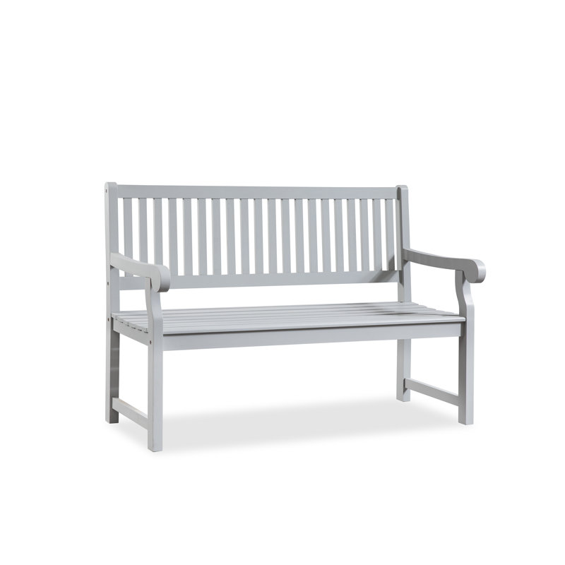 Solid Eucalyptus Outdoor Bench With Slatted Backrest
