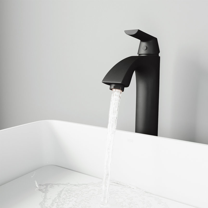 Linus 12" H Single Handle Vessel Sink Bathroom Faucet , Matte Black, Drain Assembly Not Included