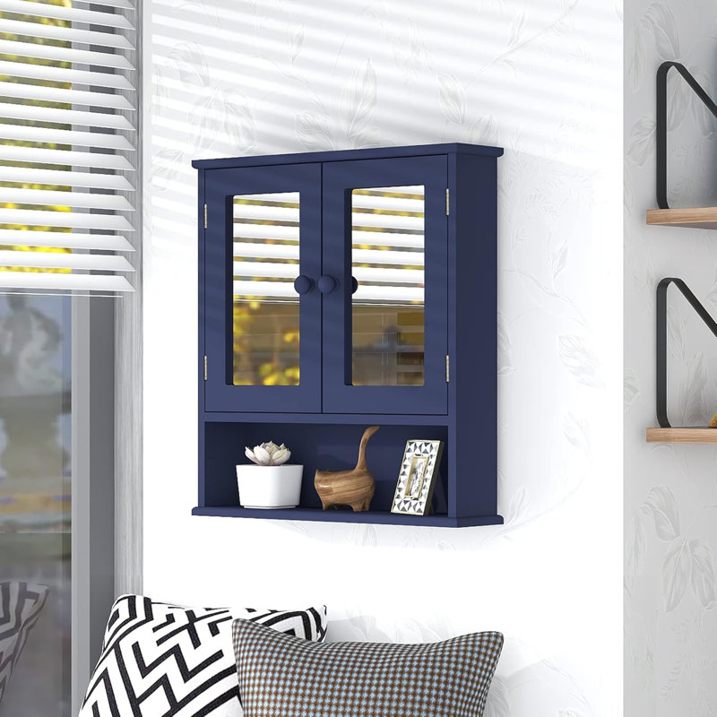 Medicine Cabinets For Bathroom With Mirror 2 Doors 3 Open Shelf Bathroom Hanging Cabinet Wall Mounted Wooden Bathroom Storage Cabinet Over Toilet Bathroom Cabinet Laundry Room Kitchen
