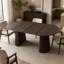 Table de salle à manger extensible de couleur noyer avec pieds en bois massif rayé - Table de salle à manger moderne pour les petits appartements