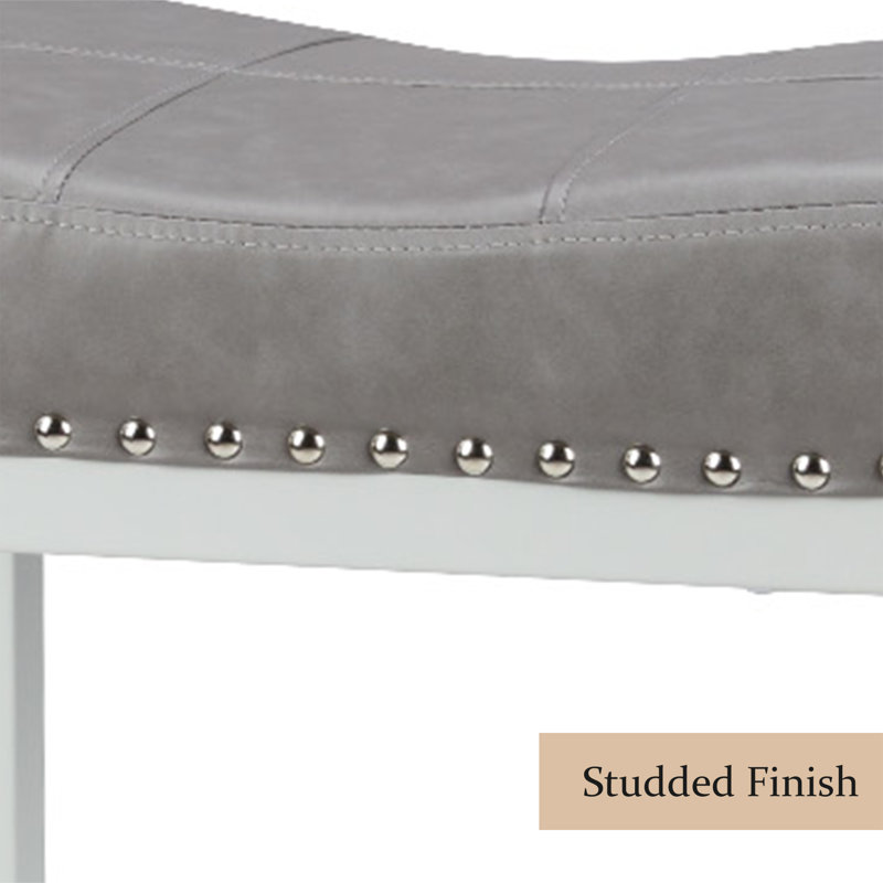 Cathern Upholstered Counter Stool with Metal Frame, Grey, White