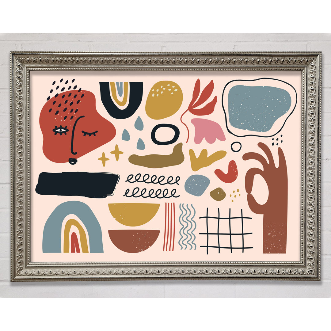 Gerahmtes Leinwandbild Mid Century Shapes And Faces