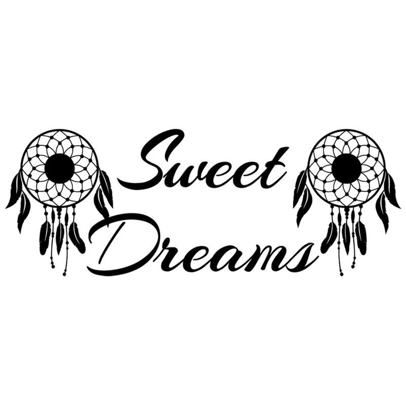 Adhésif décoratif Dream Catcher Sweet Dreams, H 8 po x l 22 po, Noir