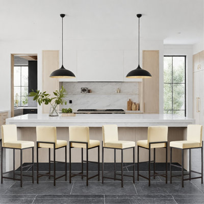 Bar Stools Set Of 6, 30'' Tall Barstools, Counter Height Bar Stools With Back Support, Metal Legs, Upholstered Seat Cushion Modern Barstool, Use For Kitchen Island Home Bar