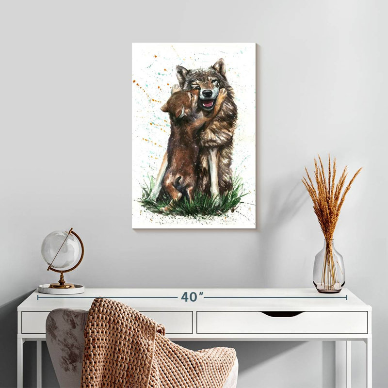 Famille de loups aimants, H 24 po x l 16 po