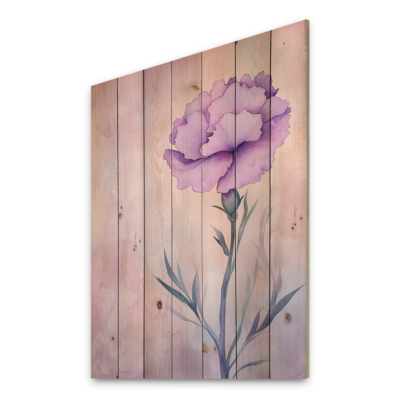 Emerald The Hidden Path I - Carnation Wooden Wall Art On Natural Pine Wood, 20" H x 10" W x 0.78" D