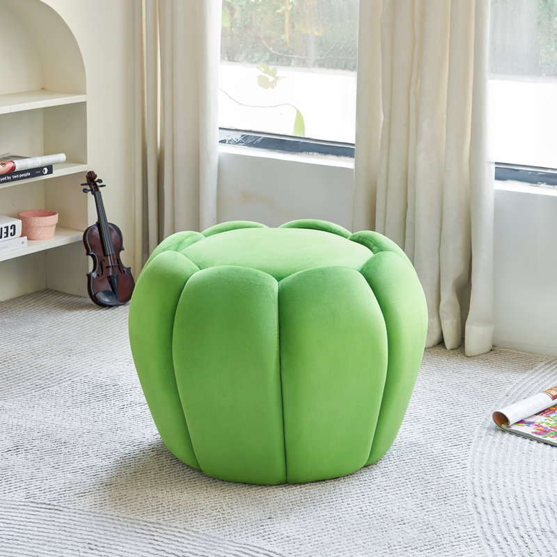 Repose-pieds rembourré avec tabouret de coiffeuse en velours pour le salon, Vert