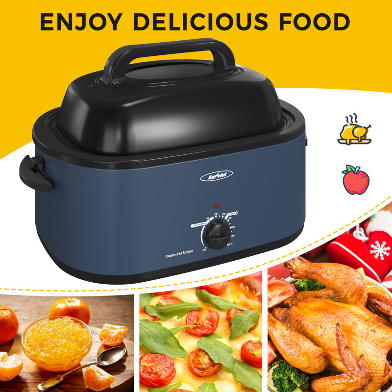 Sunvivi Electric Roaster Oven with Removable Pan, Blue, 24 quarts