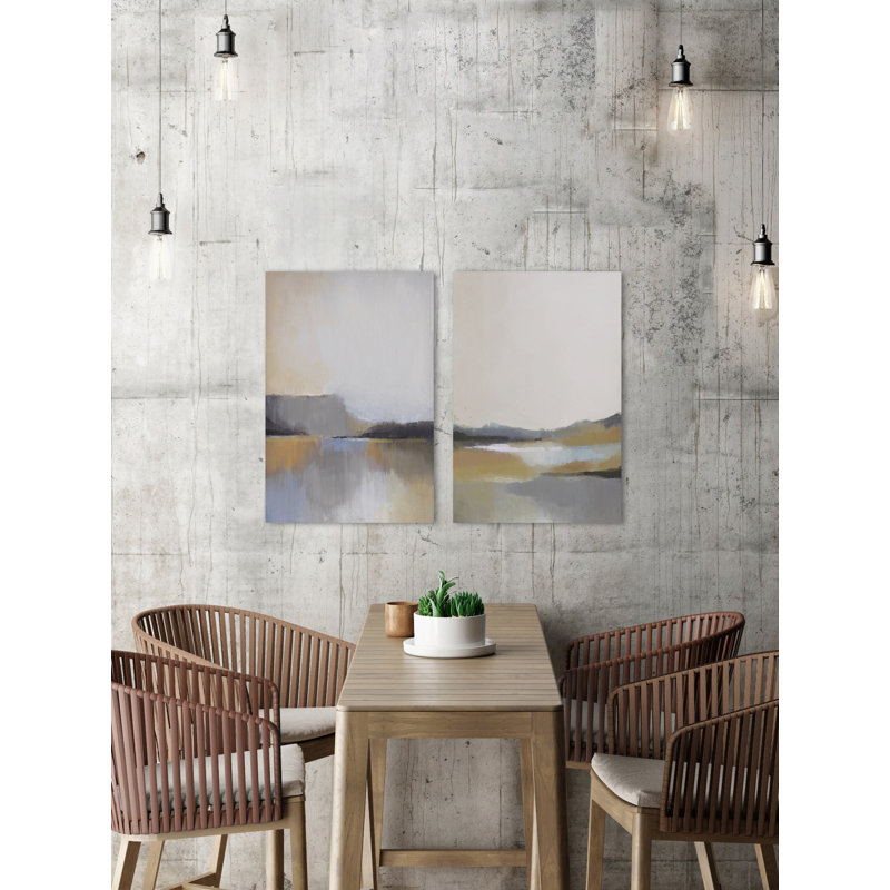 Penne Gray Dunes VII par Marmont Hill - ensemble de 2 peintures sur toile tendue, H 60 po x l 40 po