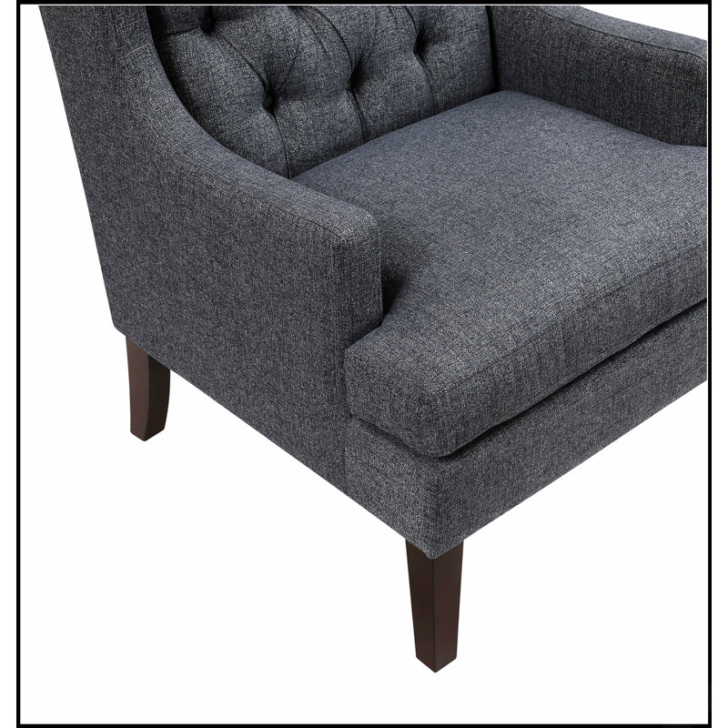 Chaise d'appoint capitonnée à boutons avec coussin en mousse, mobilier de salon confortable et élégant pour les intérieurs modernes