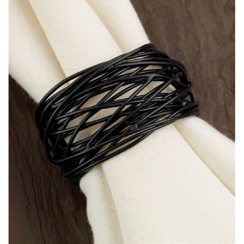  Rond de serviette noir Bird Nest