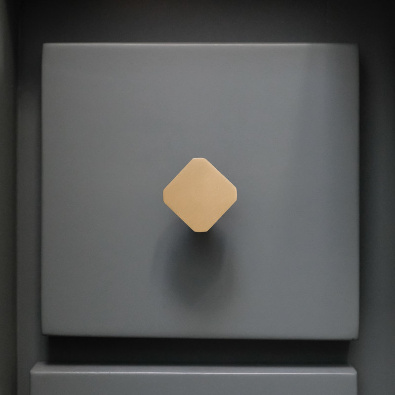 Mod Square Knob, Satin Brass