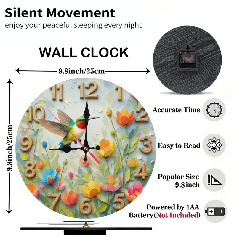 Horloge florale colibri