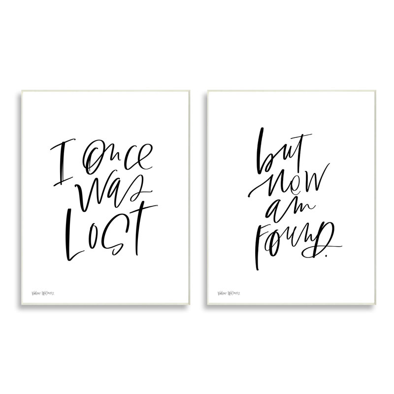 Citation inspirante de la calligraphie «Lost Now Am Found», H 10 po x l 15 po, Plaque murale