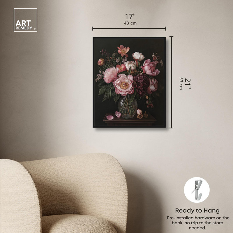 Classics in Mood Floral Canvas Gothic Botanicals par Art Remedy, Cadre flottant noir, H 21 po x l 17 po