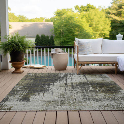 Lummus Washable Abstract Indoor / Outdoor Rug