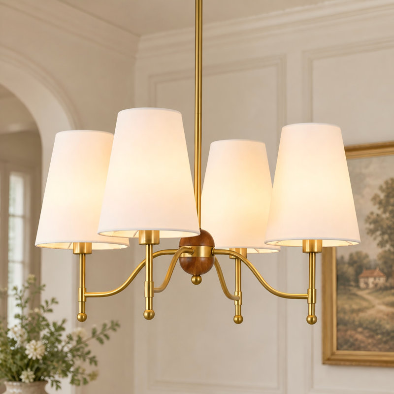Lustre de style campagnard à 4 lumières à intensité variable Aurevane