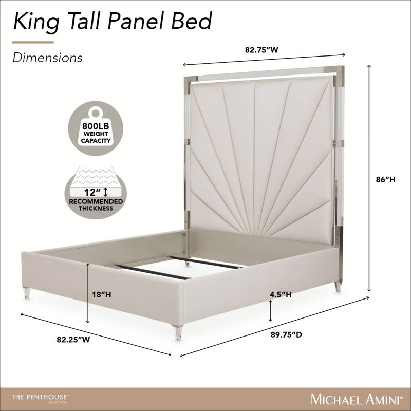 Penthouse Eastern King Tall Panel Bed - Ash Gray, King