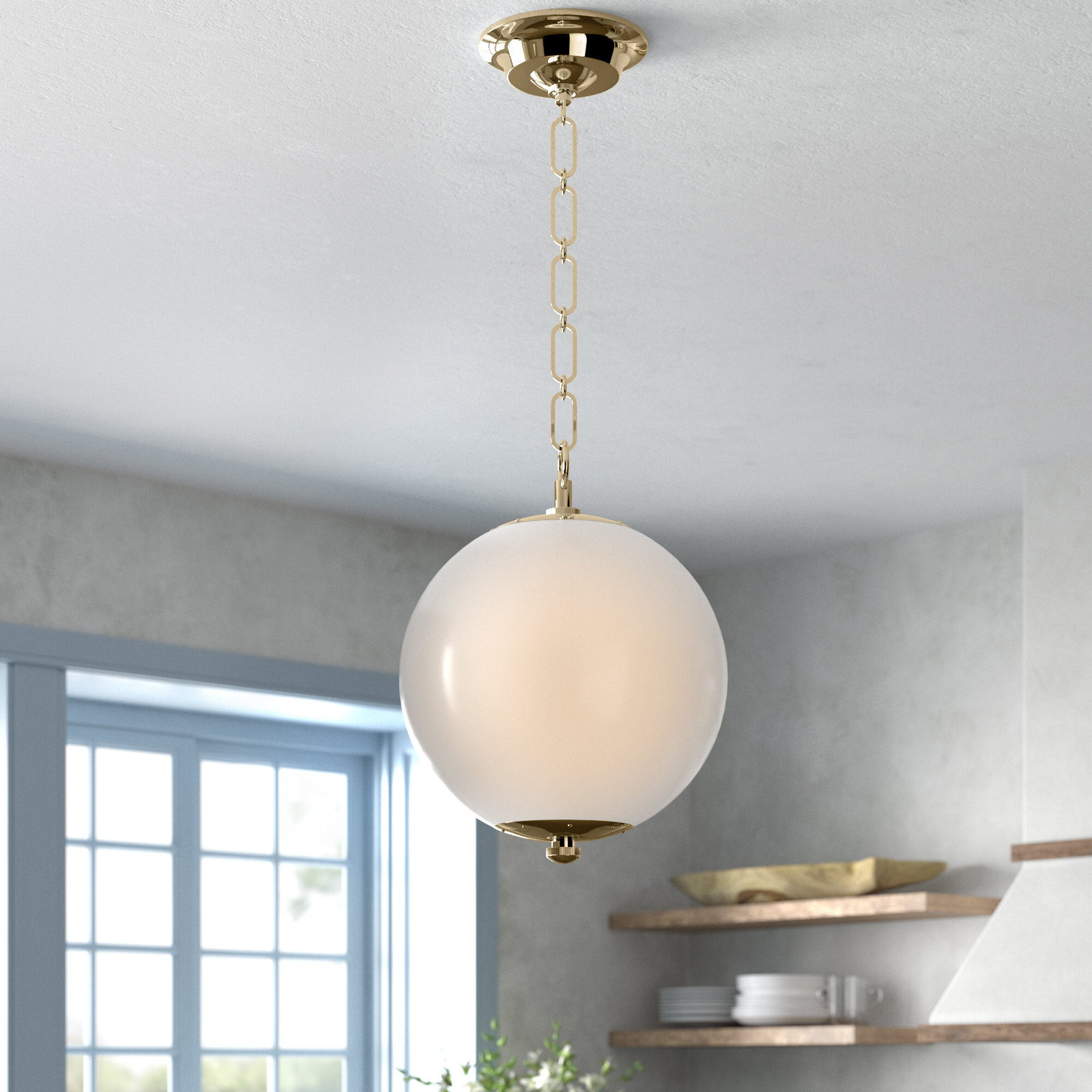 Sphere No.1 Pendant by Mark D. Sikes, Aged Brass, 20.5" H x 16" W x 16" D