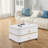 High-gloss Marble Nestable Coffee Table With Glass Tabletop, Gold Decoration, And Side Table With Drawer