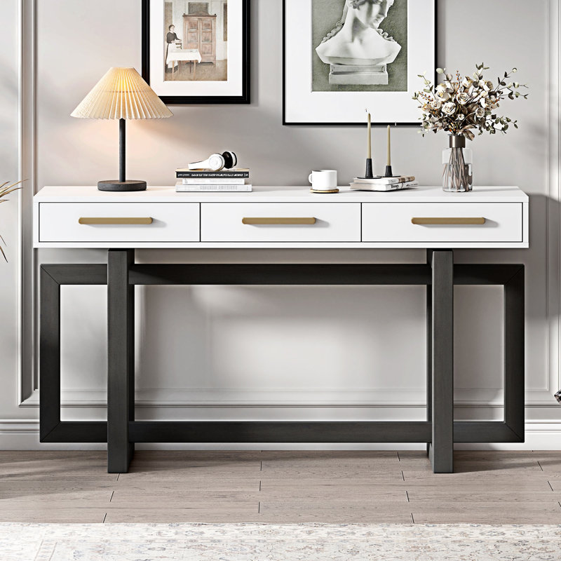 Très grande console d'entrée à trois tiroirs