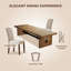 Ensemble de table de salle à manger rectangulaire moderne en bois massif avec 8 chaises à garniture cloutée en lin, grande table de salle à manger de style campagnard-129887794
