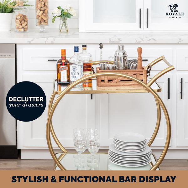 Mixology Bartender Kit: 11-Piece Bar Tool Set with Rustic Wood Stand |  Perfect Home Bartending Kit and Cocktail Shaker Set for a True Drink Mixing