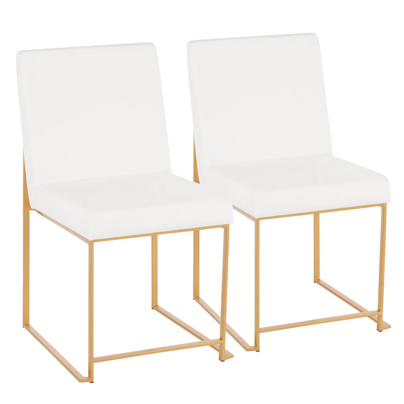 Chaise d'appoint Brieon, Velours blanc, Doré