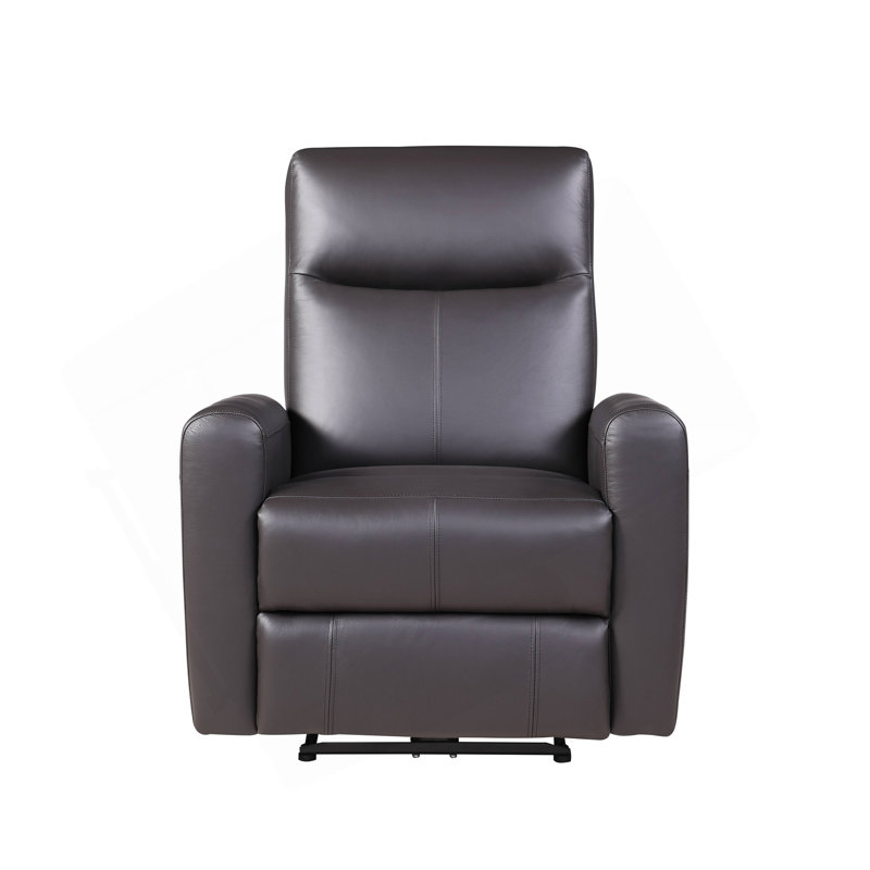 Fauteuil inclinable électrique brun en cuir fleur