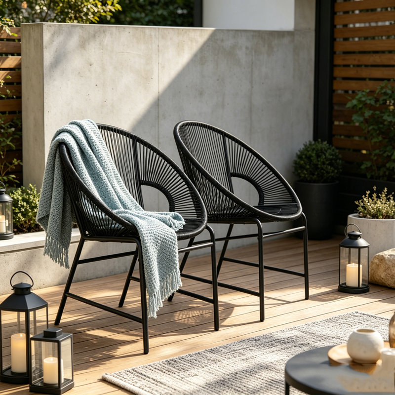 Patio Wicker Chair Set, Black