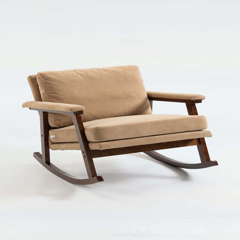Chaise berçante d'appoint Mid-Century moderne avec structure en bois, Khaki