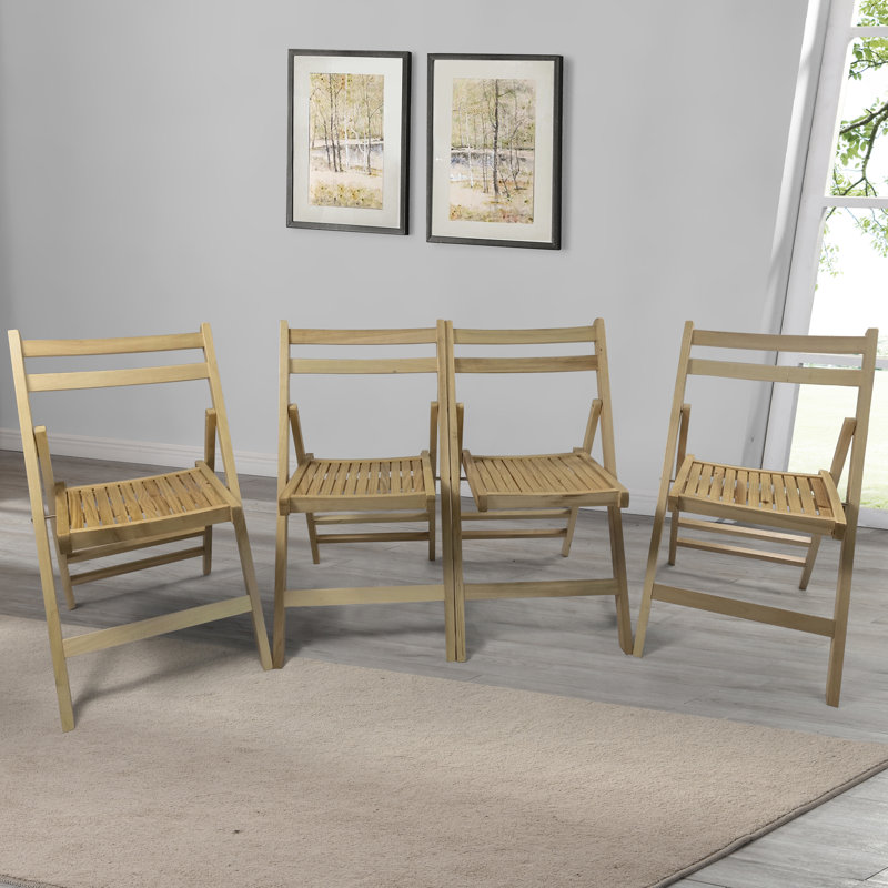 4 chaises pliantes en bois massif - Polyvalentes pour les mariages et la décoration intérieure. Idéales pour la maison, la salle à manger et le balcon.