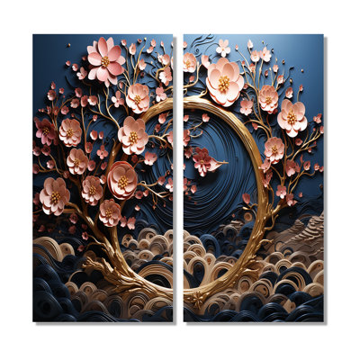 Orchidée mauve dorée et mauve, jardin de branches IV - art mural moderne