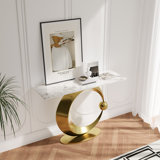 Bardou Console Table with Sintered Stone Tabletop for Entryway & Living Room
