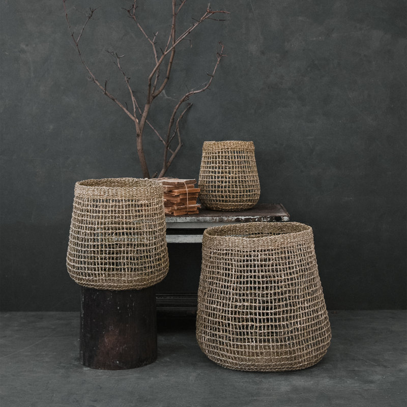 Hand Woven Decorative Basket, 10" H x 10" W x 10" D
