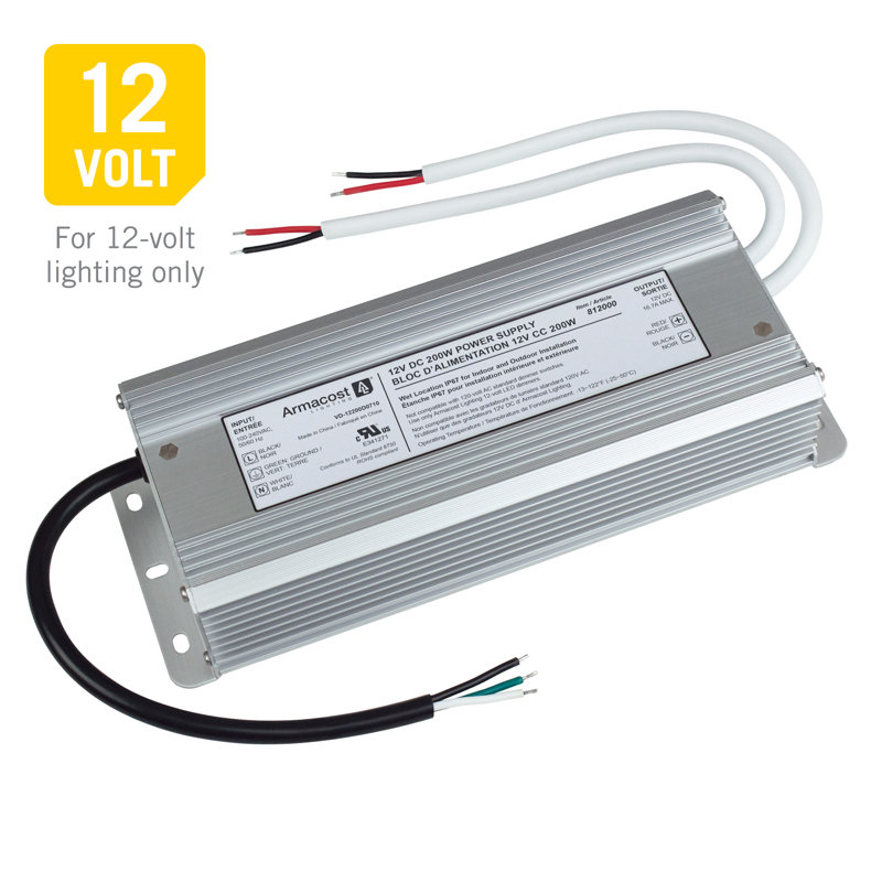 Silver 200W 12V DC Indoor/Outdoor LED Driver