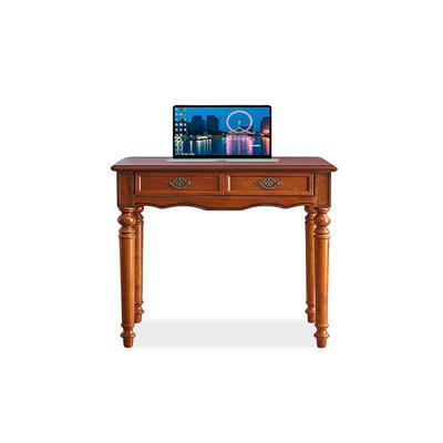 Nut-Brown Rectangular Solid Wood with 2 drawers desk
